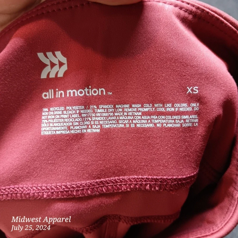 All in Motion Pants Women XS Extra Small Red Stretch Cute‎ Leggings Skinny